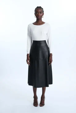 James Lakeland A Line Faux Leather Skirt