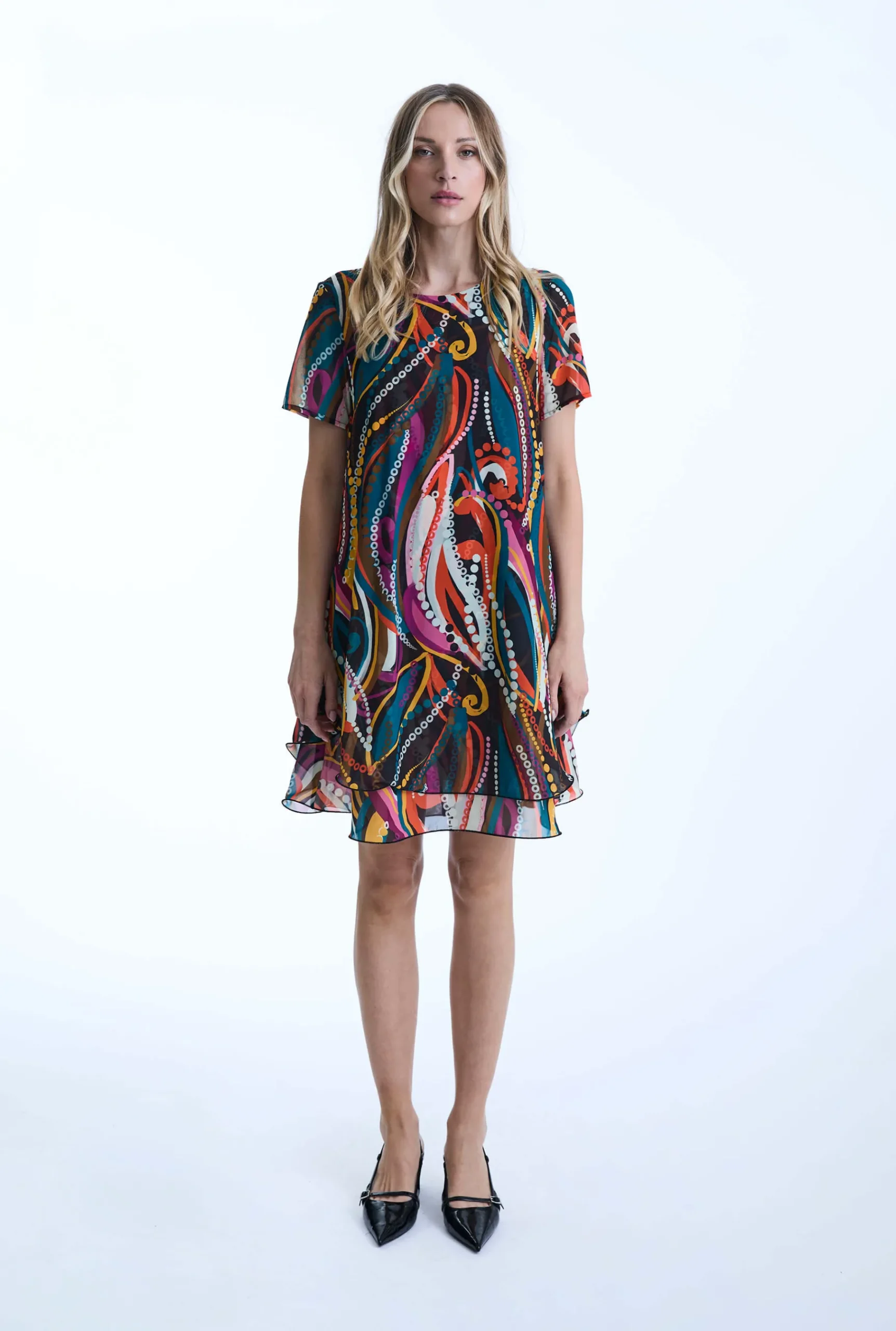 James Lakeland Abstract Print Wave Hem Dress
