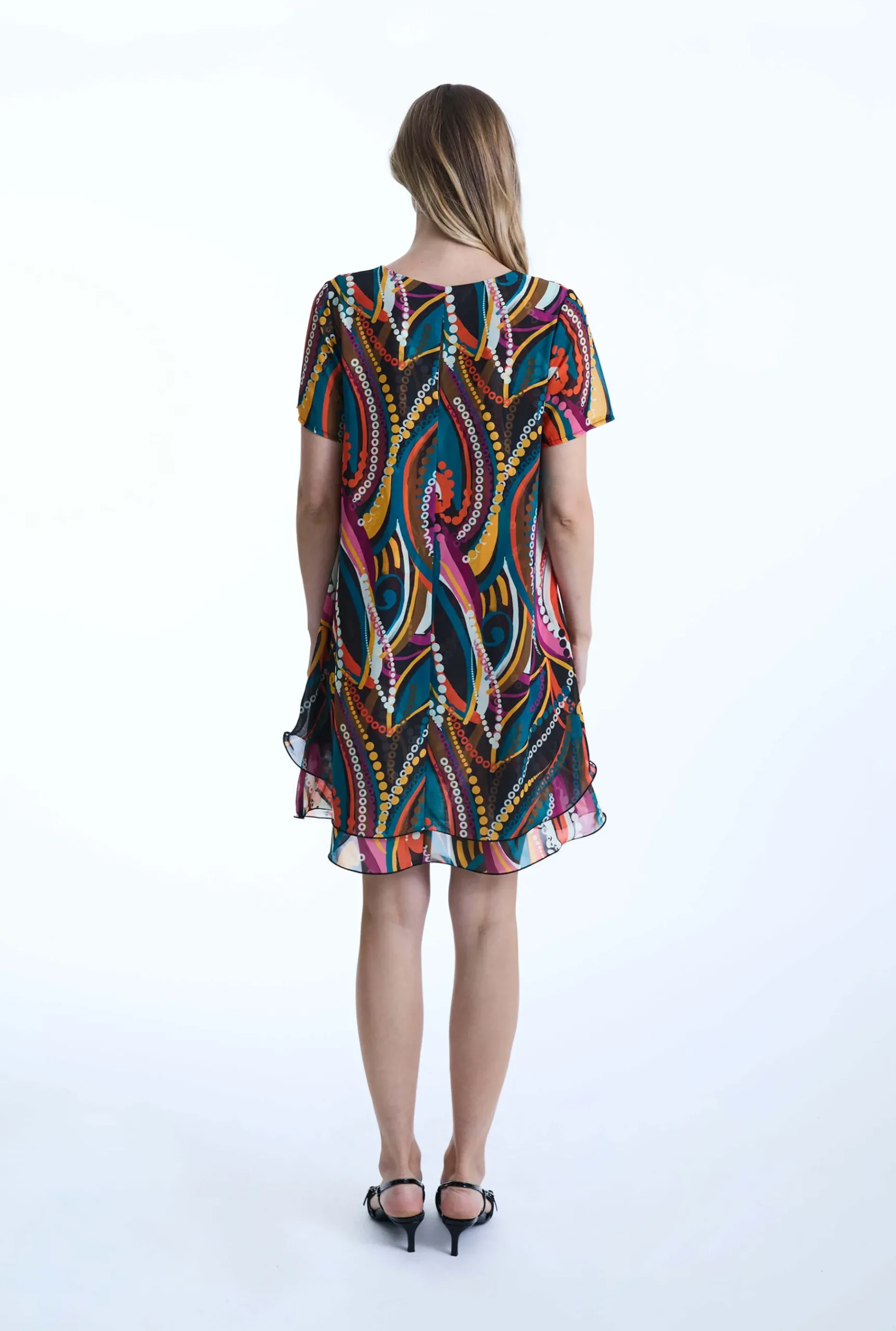 James Lakeland Abstract Print Wave Hem Dress