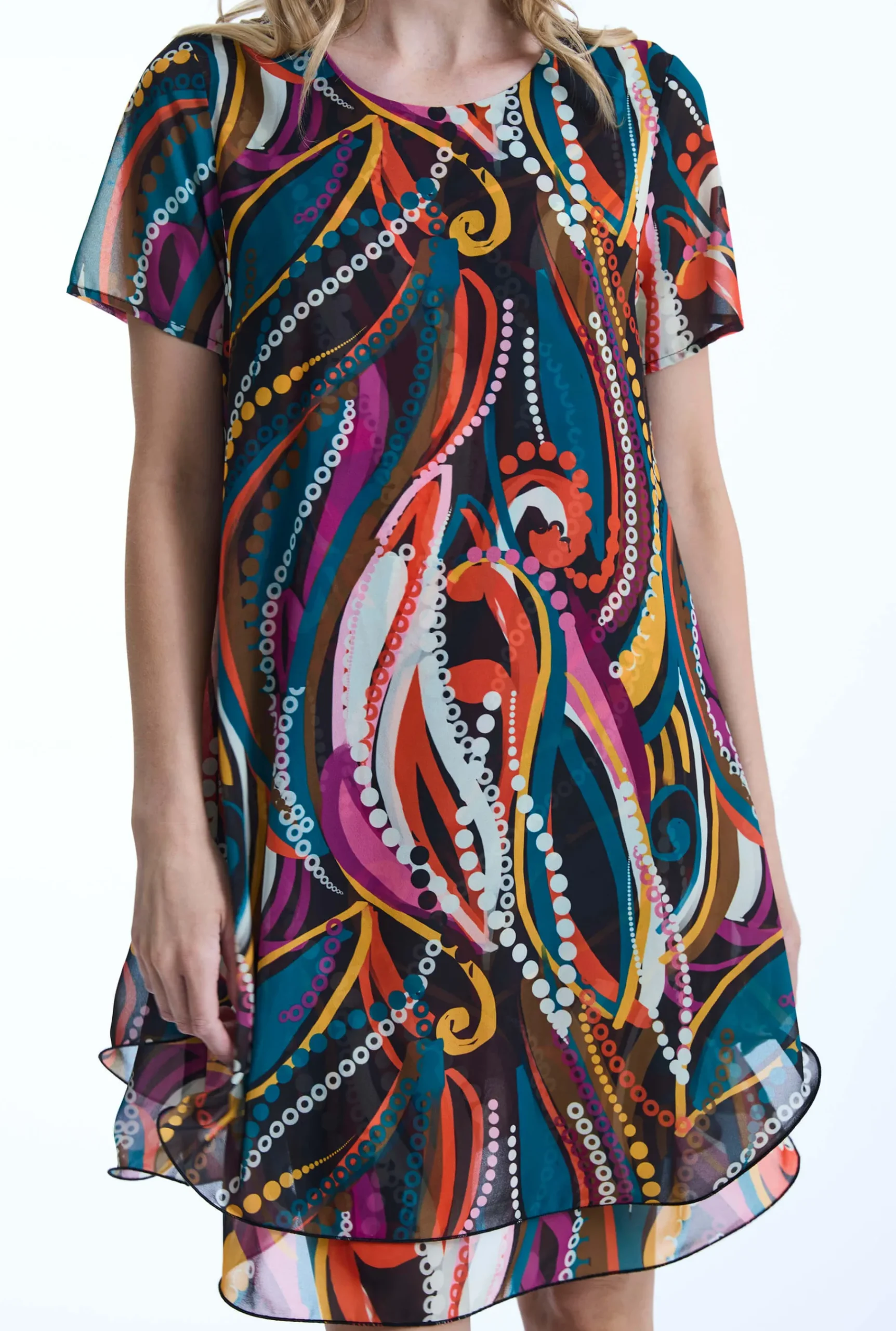 James Lakeland Abstract Print Wave Hem Dress