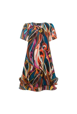 James Lakeland Abstract Print Wave Hem Dress