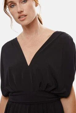 James Lakeland Batwing Pleated Maxi Dress Black