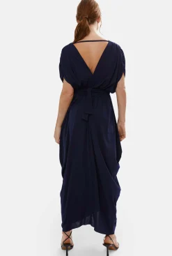 James Lakeland Batwing Pleated Maxi Dress Navy