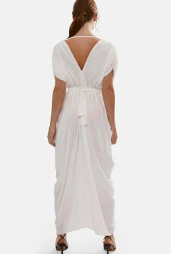 James Lakeland Batwing Pleated Maxi Dress Cream