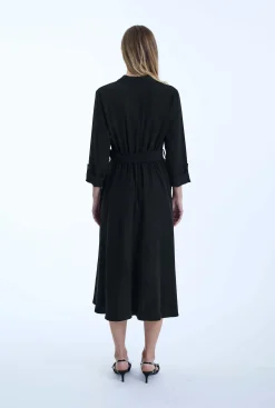 James Lakeland Belted Black Suit Midi Dress