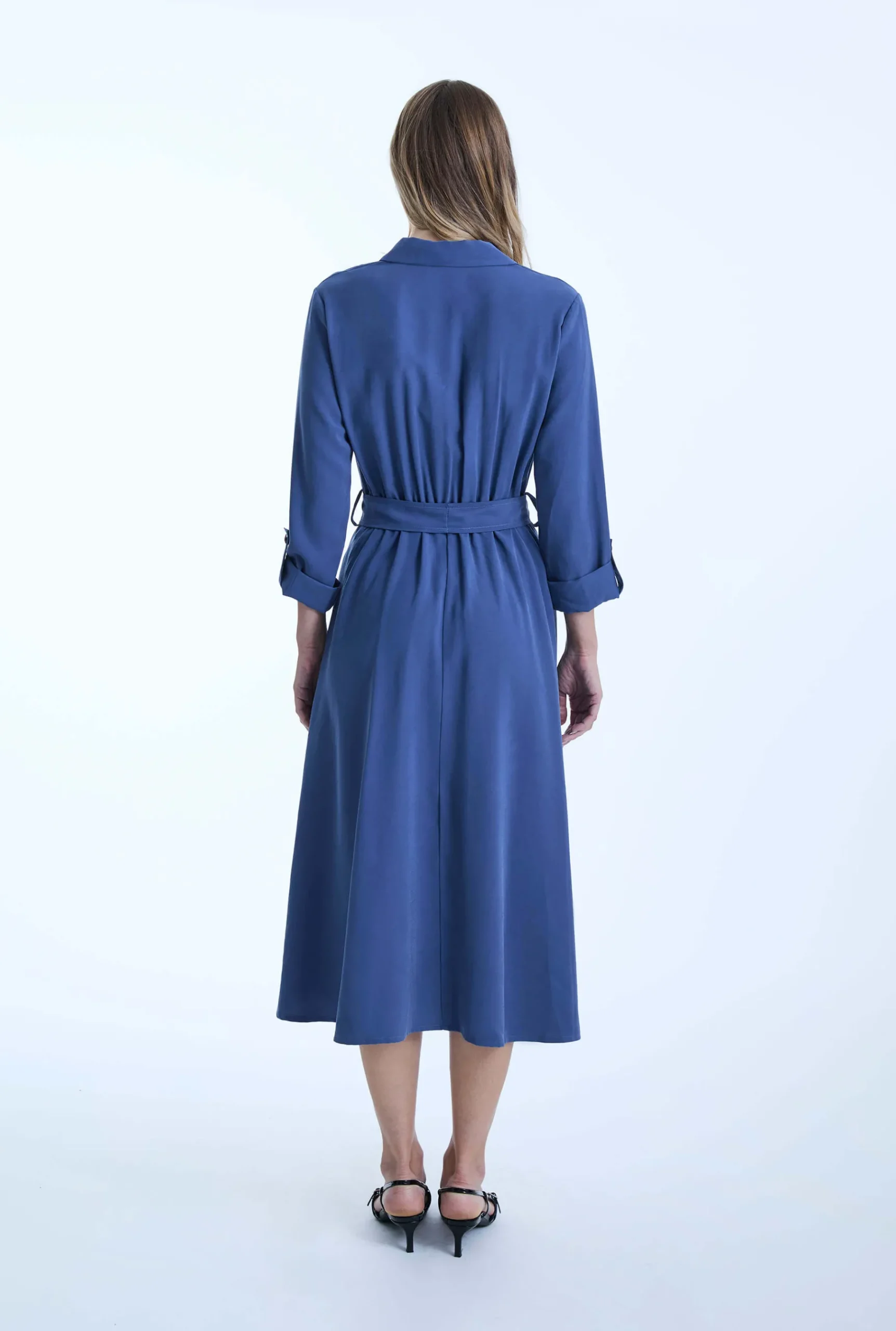 James Lakeland Belted Denim Suit Midi Dress