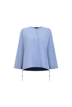 James Lakeland Bi-material Stripped Tunic Top