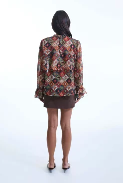 James Lakeland Birds Eye Ruffle Blouse