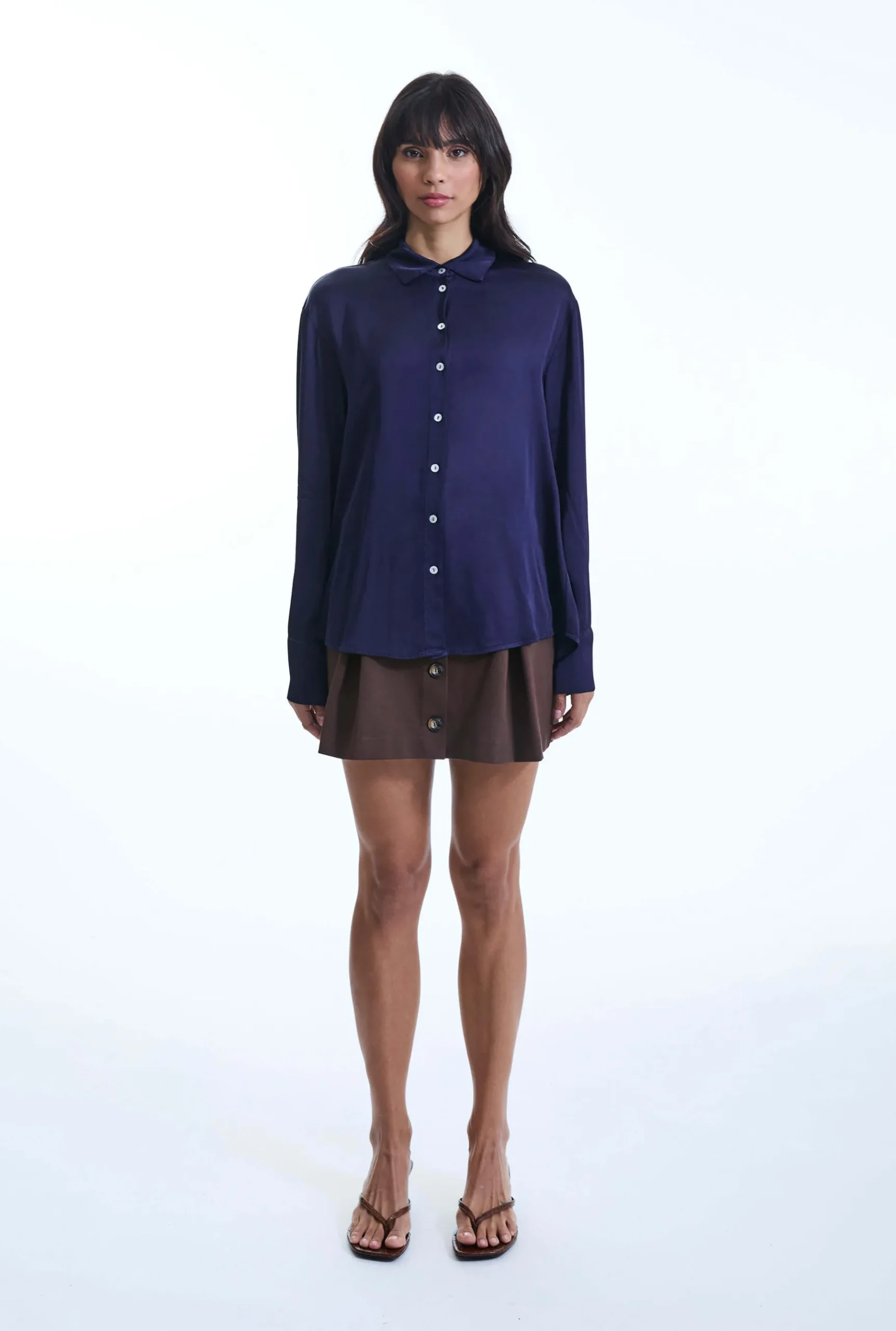James Lakeland Blue Satin Finish Shirt