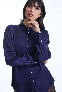 James Lakeland Blue Satin Finish Shirt