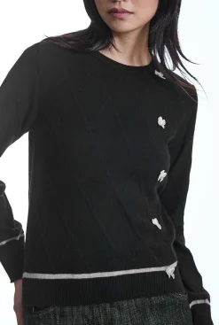 James Lakeland Bow Detail Black Jumper
