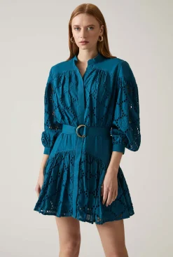 James Lakeland Broderie Dress Navy