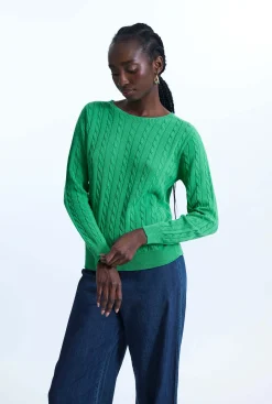 James Lakeland Cable Knit Jumper Green