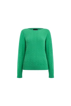 James Lakeland Cable Knit Jumper Green