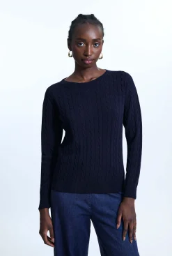 James Lakeland Cable Knit Jumper Navy