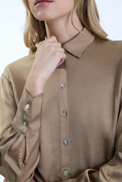 James Lakeland Camel Satin Finish Shirt