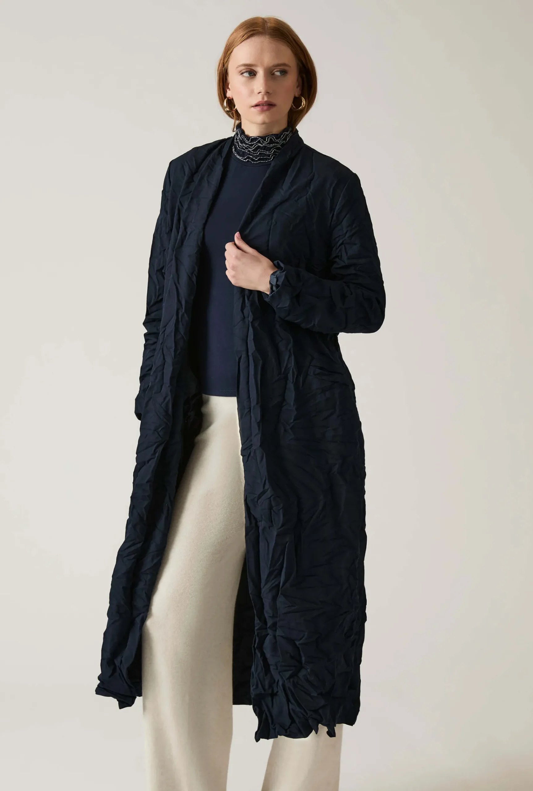 James Lakeland Crinkled Navy Cardigan