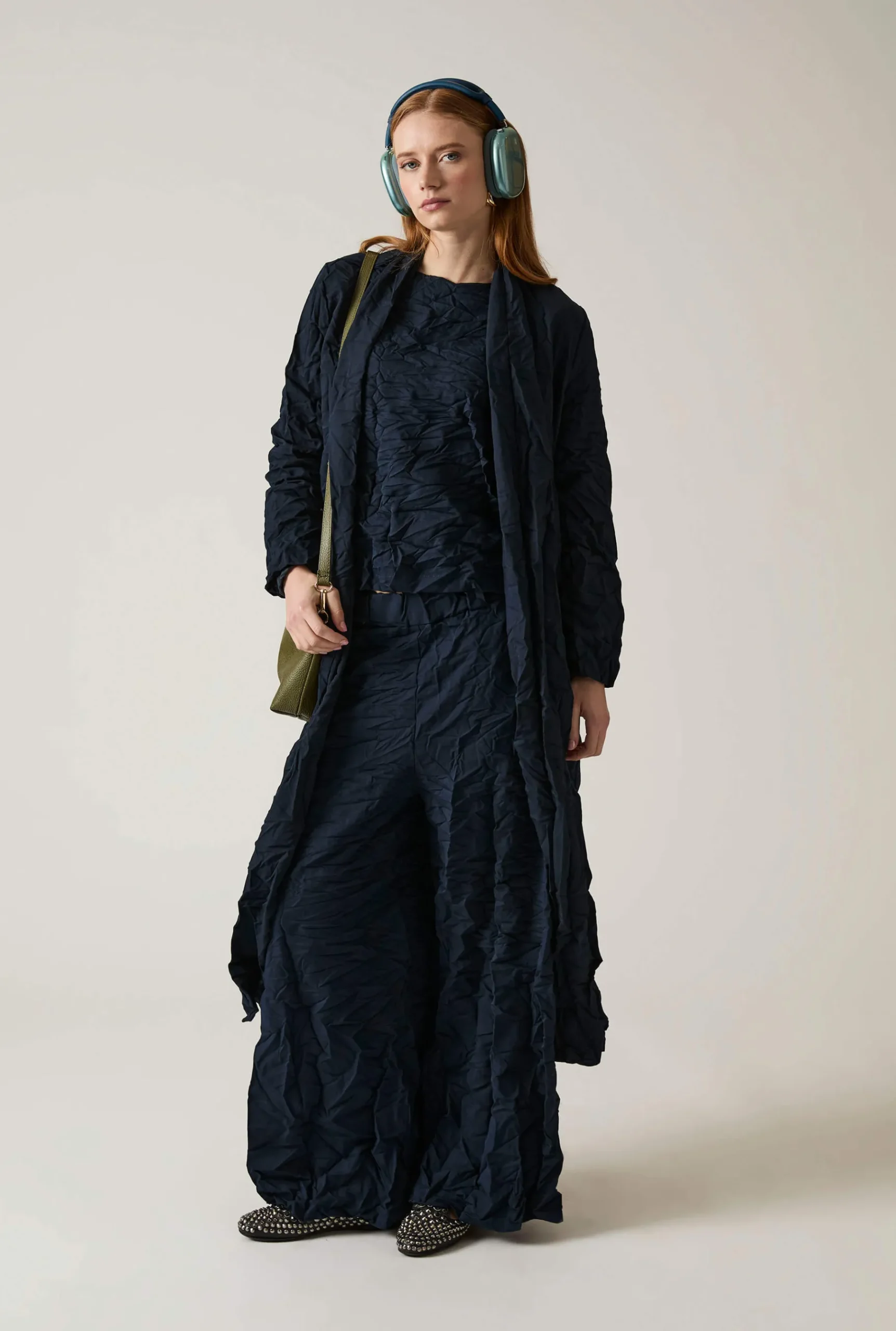 James Lakeland Crinkled Navy Cardigan