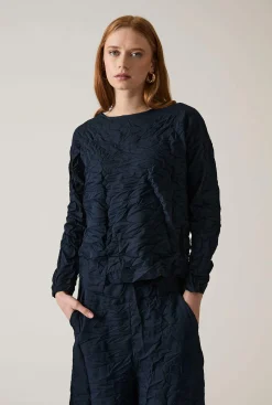 James Lakeland Crinkled Navy Top