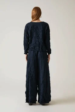 James Lakeland Crinkled Navy Top
