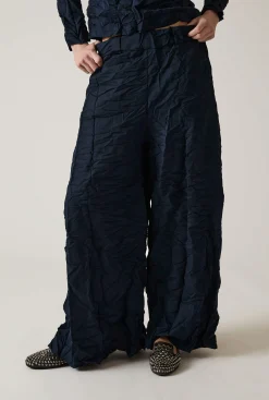 James Lakeland Crinkled Navy Trousers