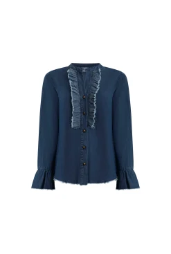 James Lakeland Denim Ruched Shirt