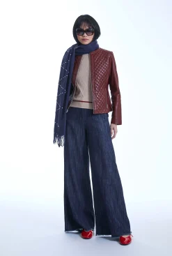 James Lakeland Diamond Burgundy Leather Jacket