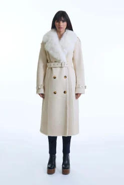 James Lakeland Faux Fur Suede Beige Coat