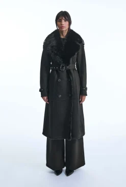 James Lakeland Faux Fur Suede Black Coat