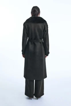 James Lakeland Faux Fur Suede Black Coat