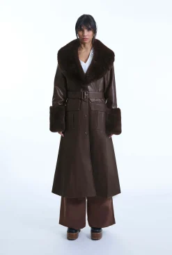 James Lakeland Faux Leather Brown Coat