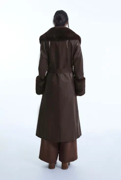 James Lakeland Faux Leather Brown Coat