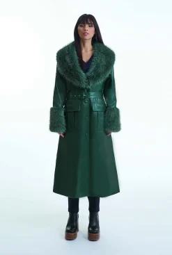 James Lakeland Faux Leather Green Coat