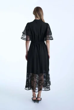 James Lakeland Front Lace Ruffle Midi Dress
