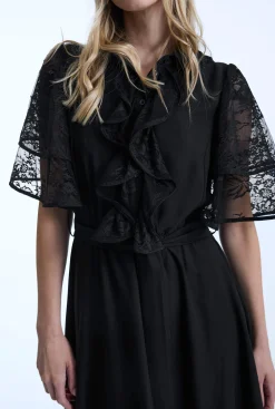 James Lakeland Front Lace Ruffle Midi Dress