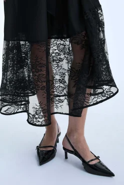 James Lakeland Front Lace Ruffle Midi Dress