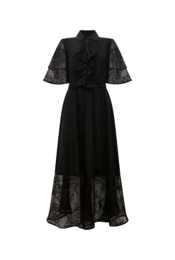 James Lakeland Front Lace Ruffle Midi Dress