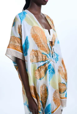 James Lakeland Gold Detail Leaf Kaftan Yellow