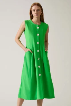 James Lakeland Green Pocket Midi Dress