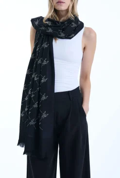 James Lakeland Houndstooth Black Scarf