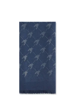 James Lakeland Houndstooth Navy Scarf