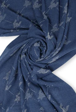 James Lakeland Houndstooth Navy Scarf