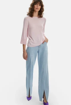 James Lakeland Knitted Detail Scoop Neck Jumper Pale Pink