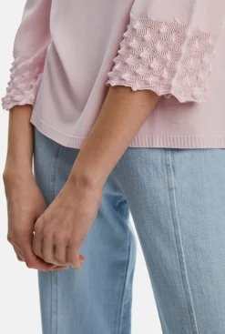 James Lakeland Knitted Detail Scoop Neck Jumper Pale Pink