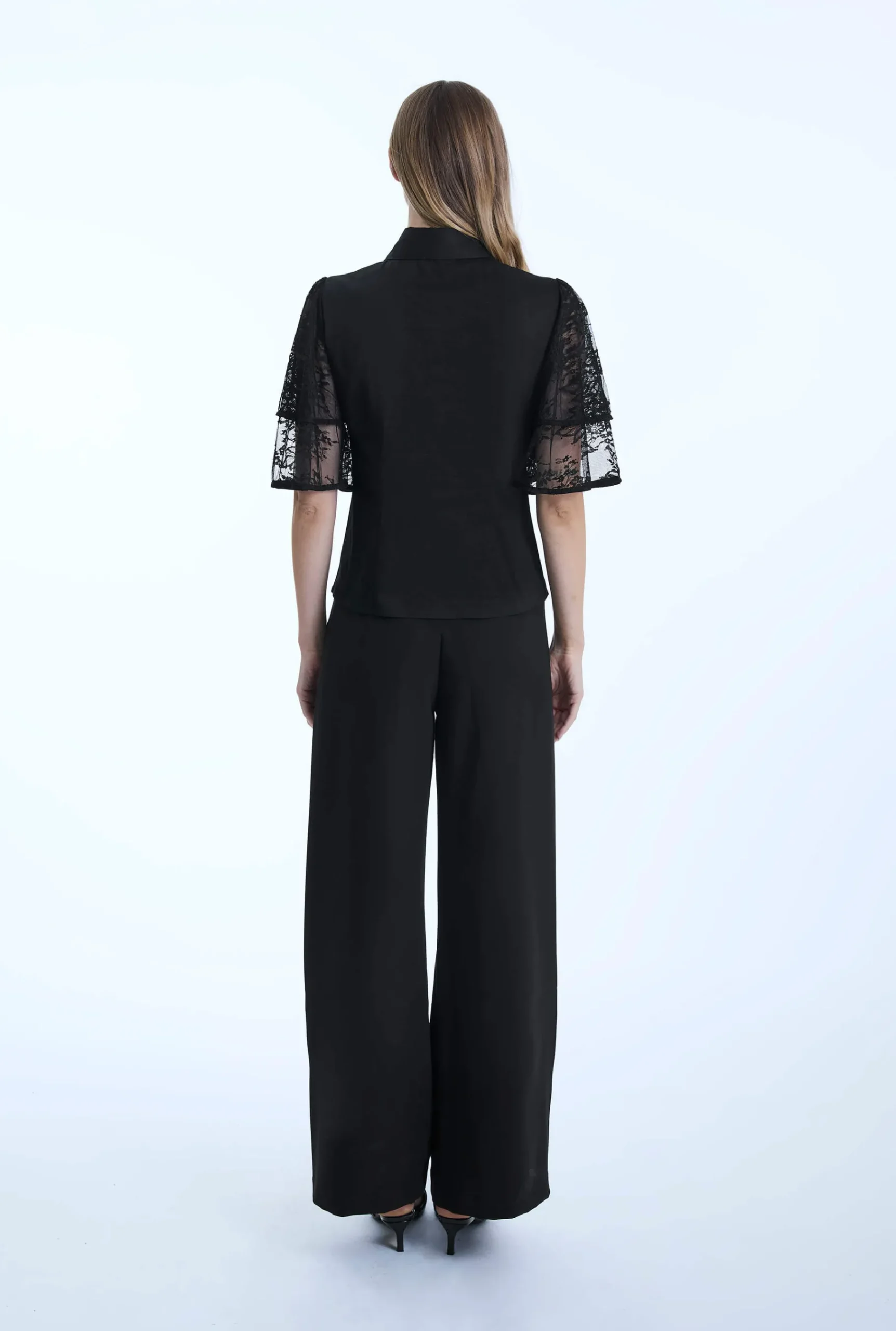 James Lakeland Lace Frill Short Sleeve Shirt