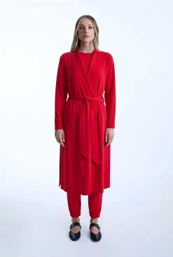 James Lakeland Long Red Jersey Cardigan