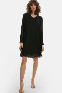 James Lakeland Long Sleeve Black Wave Hem Dress
