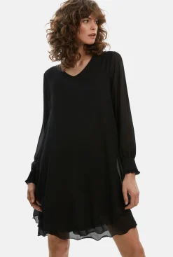 James Lakeland Long Sleeve Black Wave Hem Dress