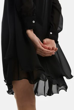James Lakeland Long Sleeve Black Wave Hem Dress