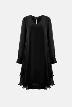 James Lakeland Long Sleeve Black Wave Hem Dress